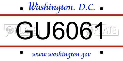 GU6061 District Of Columbia License Plate
