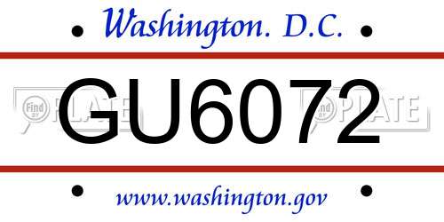 GU6072 District Of Columbia License Plate