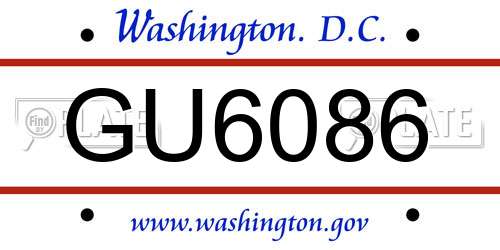 GU6086 District Of Columbia License Plate