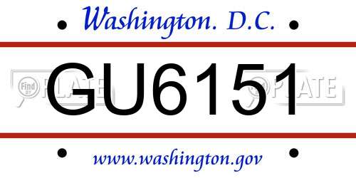 GU6151 District Of Columbia License Plate