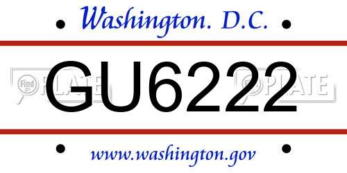 GU6222 District Of Columbia License Plate