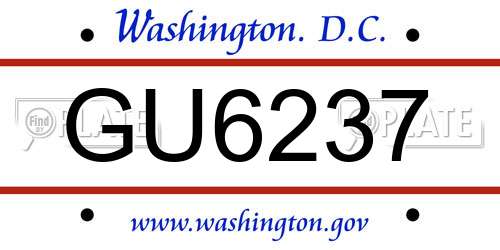 GU6237 District Of Columbia License Plate