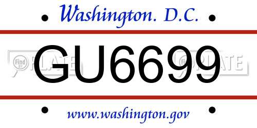 GU6699 District Of Columbia License Plate