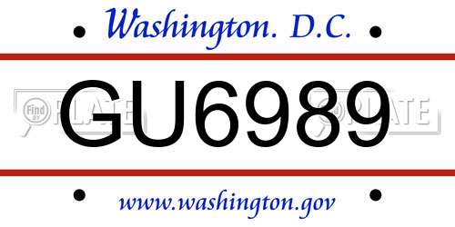 GU6989 District Of Columbia License Plate