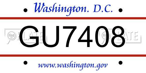 GU7408 District Of Columbia License Plate