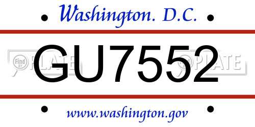 GU7552 District Of Columbia License Plate
