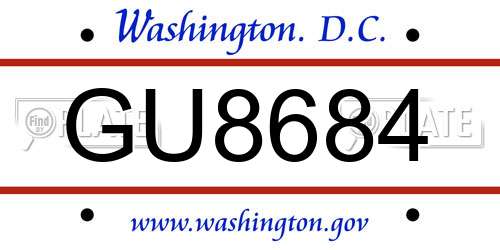 GU8684 District Of Columbia License Plate
