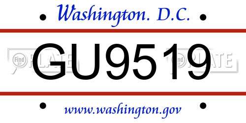 GU9519 District Of Columbia License Plate