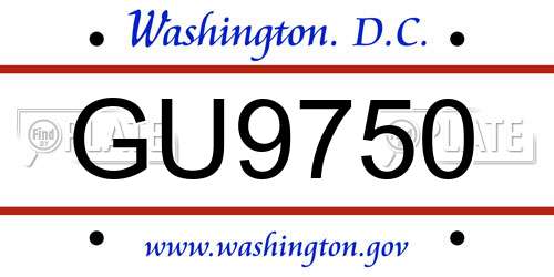 GU9750 District Of Columbia License Plate