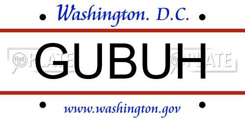 GUBUH District Of Columbia License Plate
