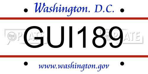 GUI189 District Of Columbia License Plate