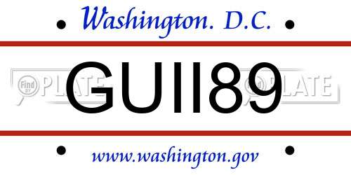 GUII89 District Of Columbia License Plate
