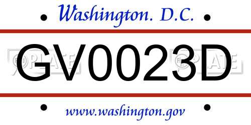 GV0023D District Of Columbia License Plate