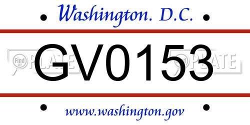 GV0153 District Of Columbia License Plate