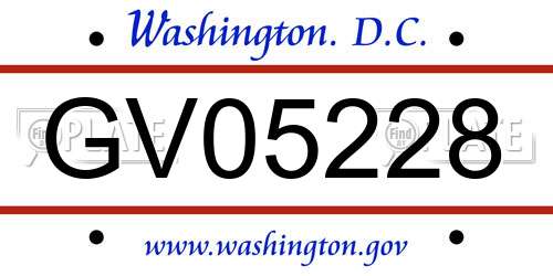 GV05228 District Of Columbia License Plate
