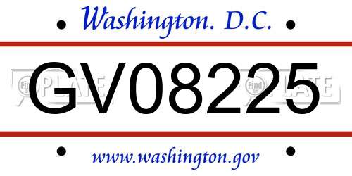 GV08225 District Of Columbia License Plate