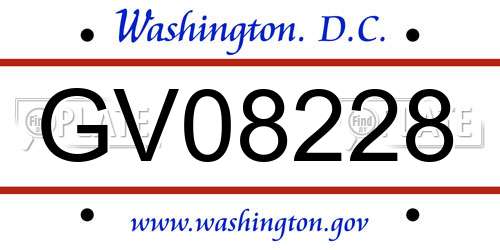GV08228 District Of Columbia License Plate