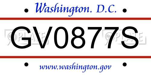 GV0877S District Of Columbia License Plate