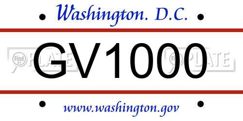 GV1000 District Of Columbia License Plate