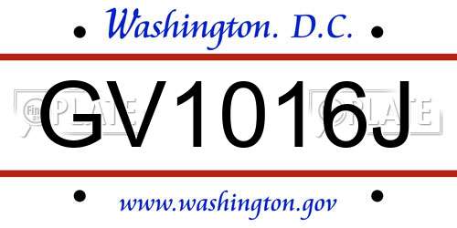 GV1016J District Of Columbia License Plate
