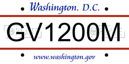 GV1200M District Of Columbia License Plate