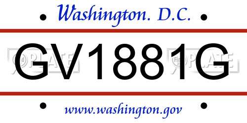 GV1881G District Of Columbia License Plate