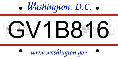 GV1B816 District Of Columbia License Plate