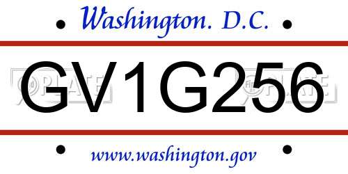 GV1G256 District Of Columbia License Plate