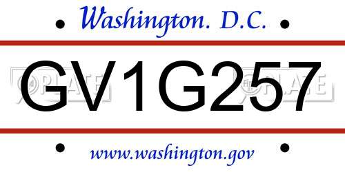 GV1G257 District Of Columbia License Plate