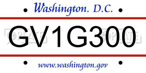 GV1G300 District Of Columbia License Plate