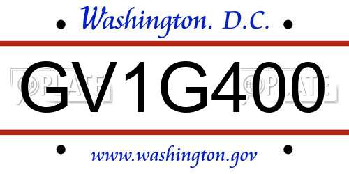 GV1G400 District Of Columbia License Plate