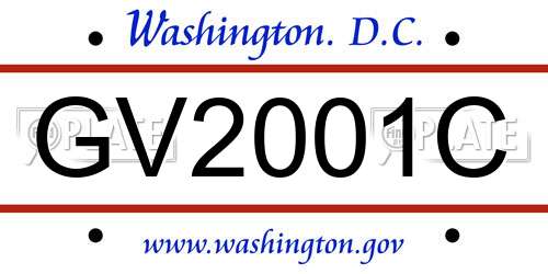 GV2001C District Of Columbia License Plate