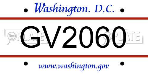 GV2060 District Of Columbia License Plate