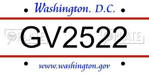 GV2522 District Of Columbia License Plate