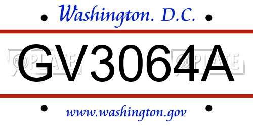 GV3064A District Of Columbia License Plate