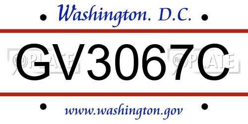 GV3067C District Of Columbia License Plate