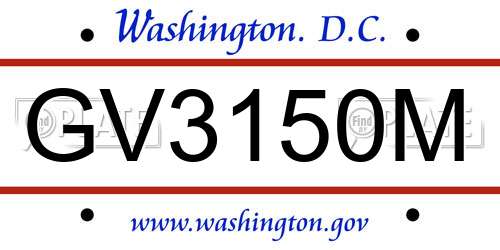 GV3150M District Of Columbia License Plate