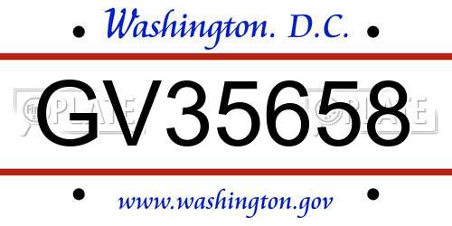 GV35658 District Of Columbia License Plate