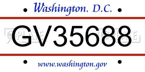 GV35688 District Of Columbia License Plate