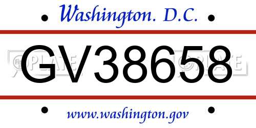 GV38658 District Of Columbia License Plate