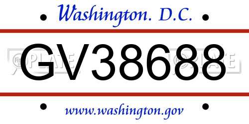 GV38688 District Of Columbia License Plate