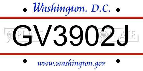 GV3902J District Of Columbia License Plate