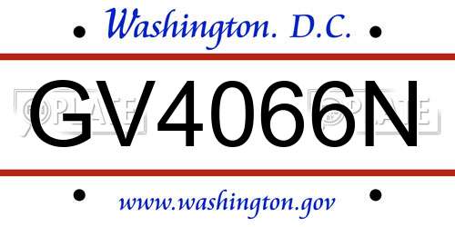 GV4066N District Of Columbia License Plate