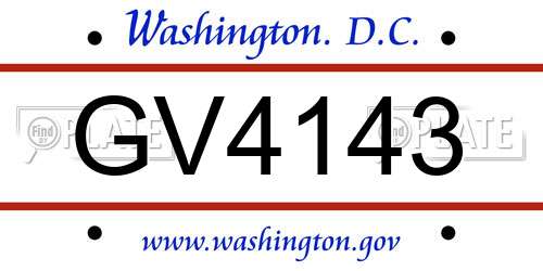 GV4143 District Of Columbia License Plate