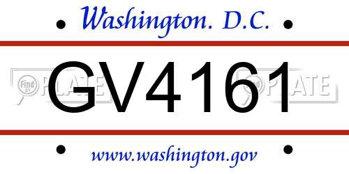 GV4161 District Of Columbia License Plate