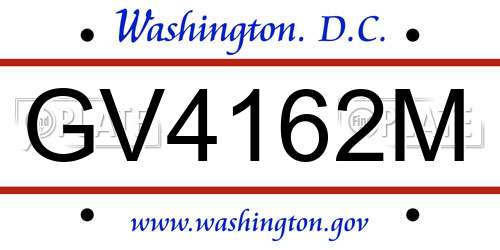 GV4162M District Of Columbia License Plate