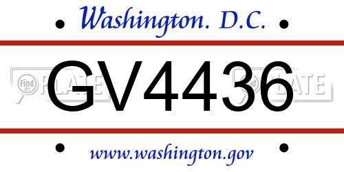 GV4436 District Of Columbia License Plate