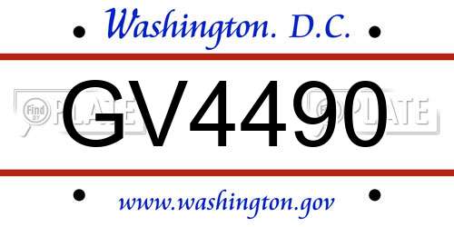 GV4490 District Of Columbia License Plate