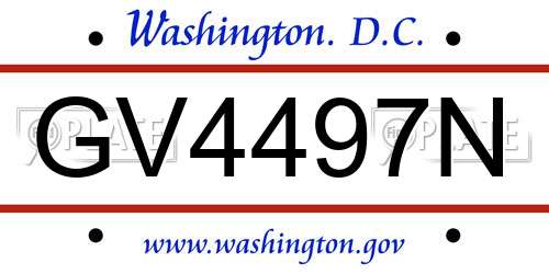 GV4497N District Of Columbia License Plate
