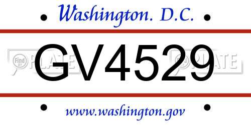 GV4529 District Of Columbia License Plate